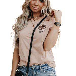New Apricot Leopard Love Graphic Tee*